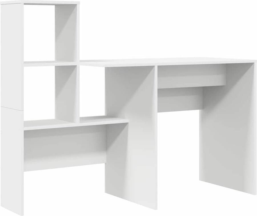 VidaXL Bureau met plank Wit 131 5 x 50 x 106 5 cm Bewerkt hout