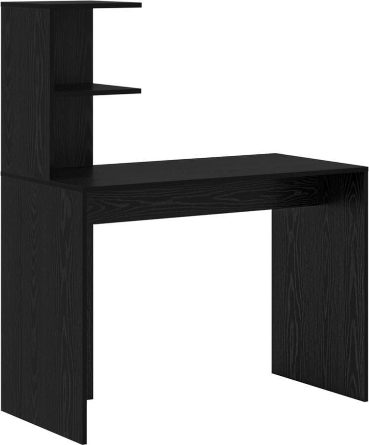 VidaXL Bureau met plank Zwart eiken 102 x 50 x 124 cm Bewerkt hout