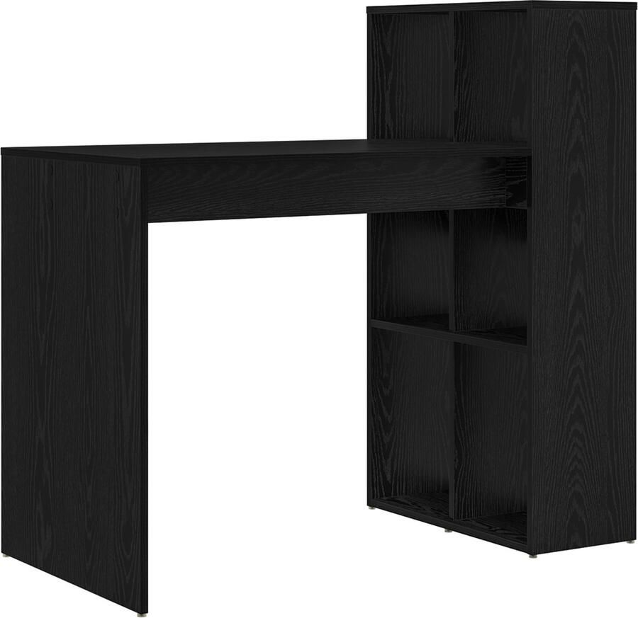 VidaXL Bureau met plank Zwart eiken 108 x 55 x 103.5 cm Bewerkt hout