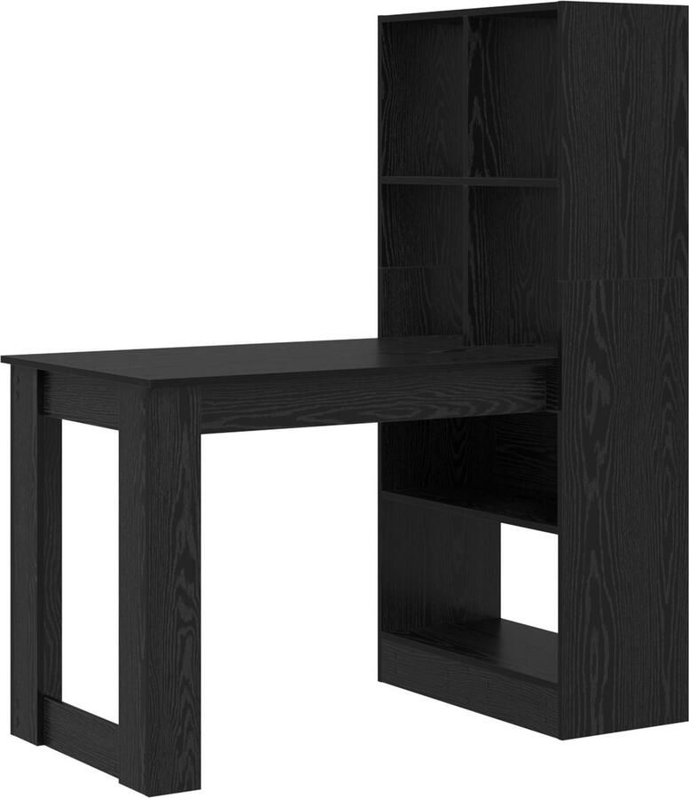 VidaXL Bureau met plank Zwart eiken 122 x 67 x 145 cm Bewerkt hout