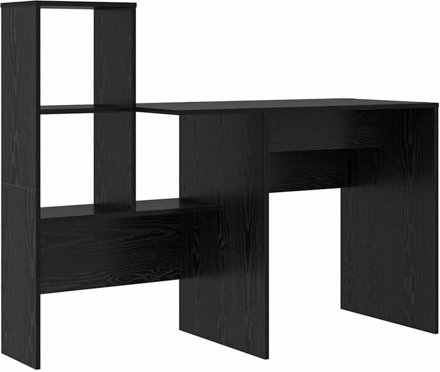 VidaXL Bureau met plank Zwart eiken 131 5 x 50 x 106 5 cm Bewerkt hout