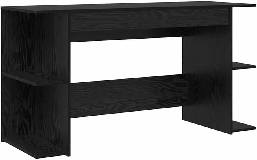 VidaXL Bureau met plank Anders met opslag Zwart eiken 140 x 50 x 75 cm Bewerkt hout