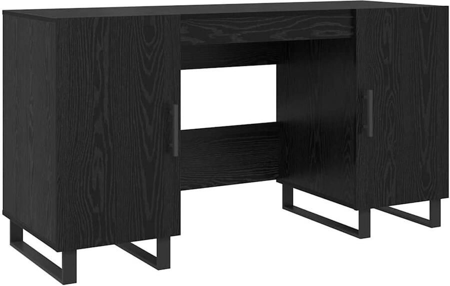 VidaXL Bureau met plank Zwart eiken 140 x 50 x 75 cm Bewerkt hout