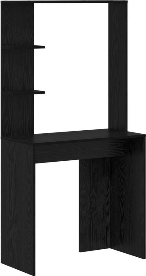 VidaXL Bureau met plank Zwart eiken 78.5 x 37 x 154.5 cm Bewerkt hout