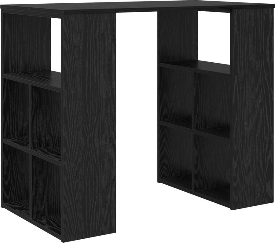 VidaXL Bureau met plank Zwart eiken 90 x 50 x 75 cm Bewerkt hout
