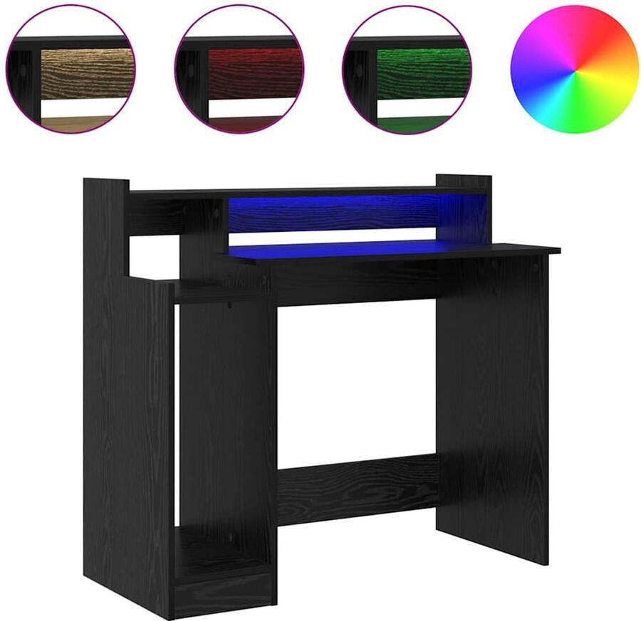 VidaXL Bureau met plank Zwart eiken 97 x 45 x 90 cm Bewerkt hout