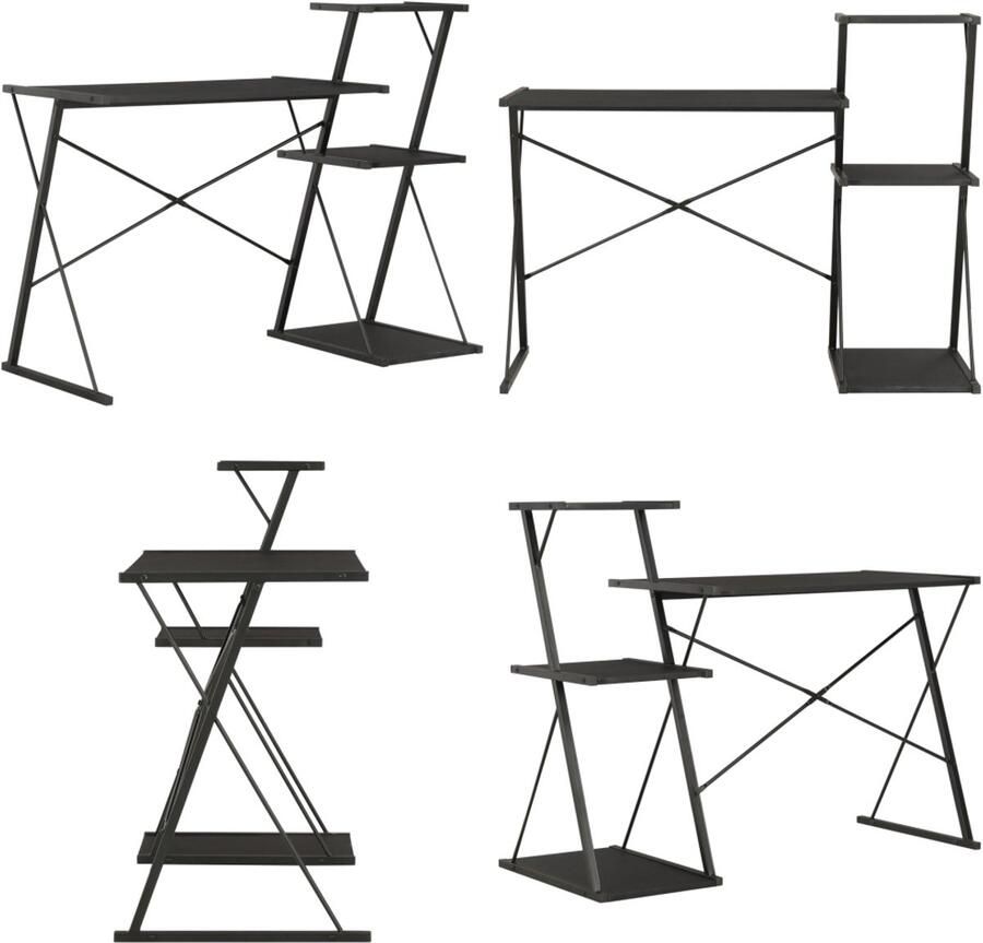 VidaXL Bureau met schap 116x50x93 cm zwart Computertafel Computertafels Computerbureau Computerbureaus