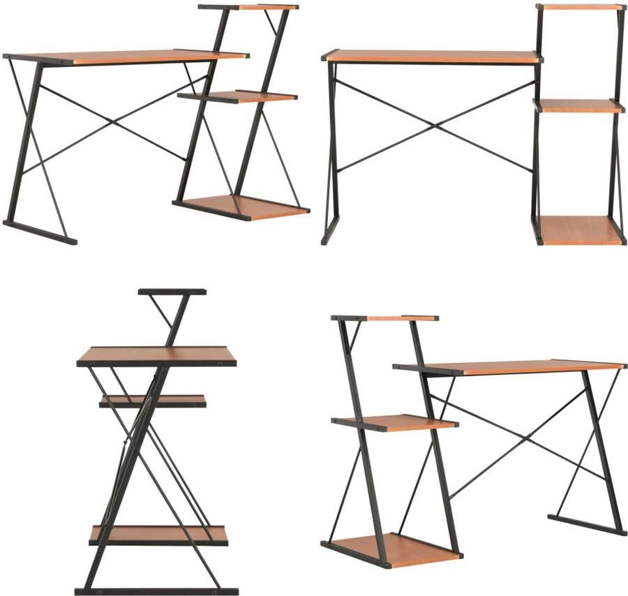 VidaXL Bureau met schap 116x50x93 cm zwart en bruin Computertafel Computertafels Computerbureau Computerbureaus