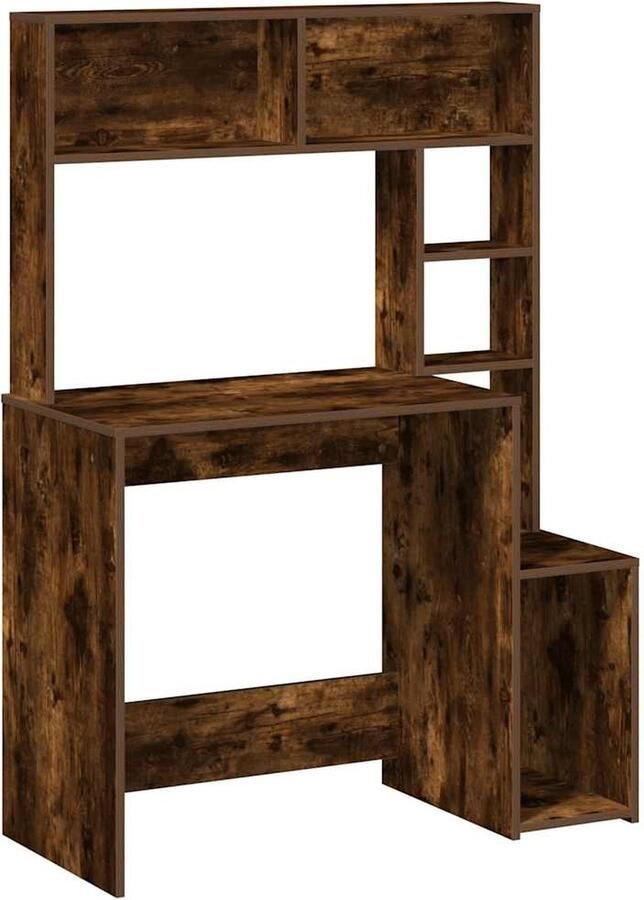 VidaXL Bureau met schappen Gerookt eiken 100x45x140 cm Bureau Bureaus Computerbureau Computertafel