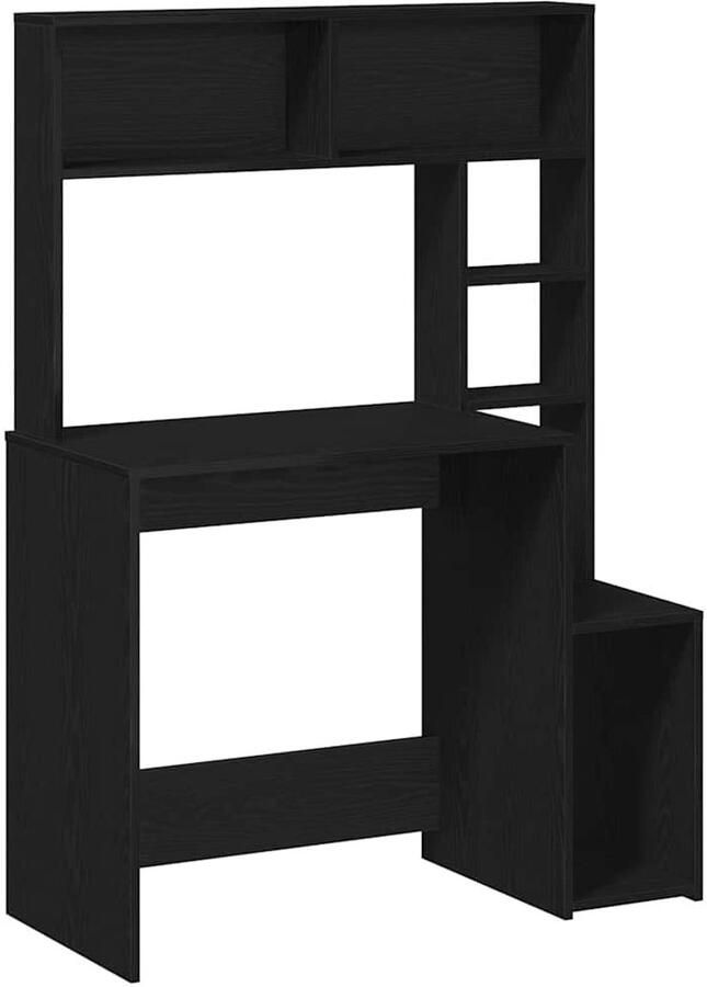 VidaXL Bureau met schappen 100x45x140 cm bewerkt hout zwart