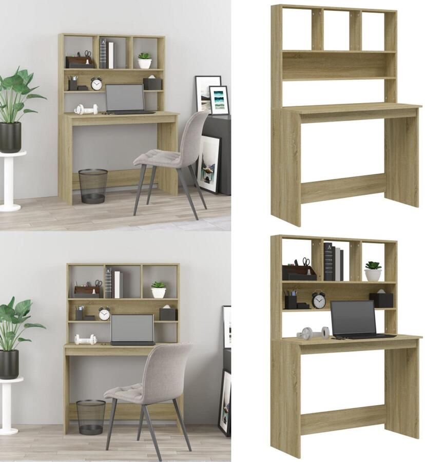 VidaXL Bureau met schappen 102x45x148 bewerkt hout sonoma eikenkleur Bureau Bureaus Computerbureau Computertafel