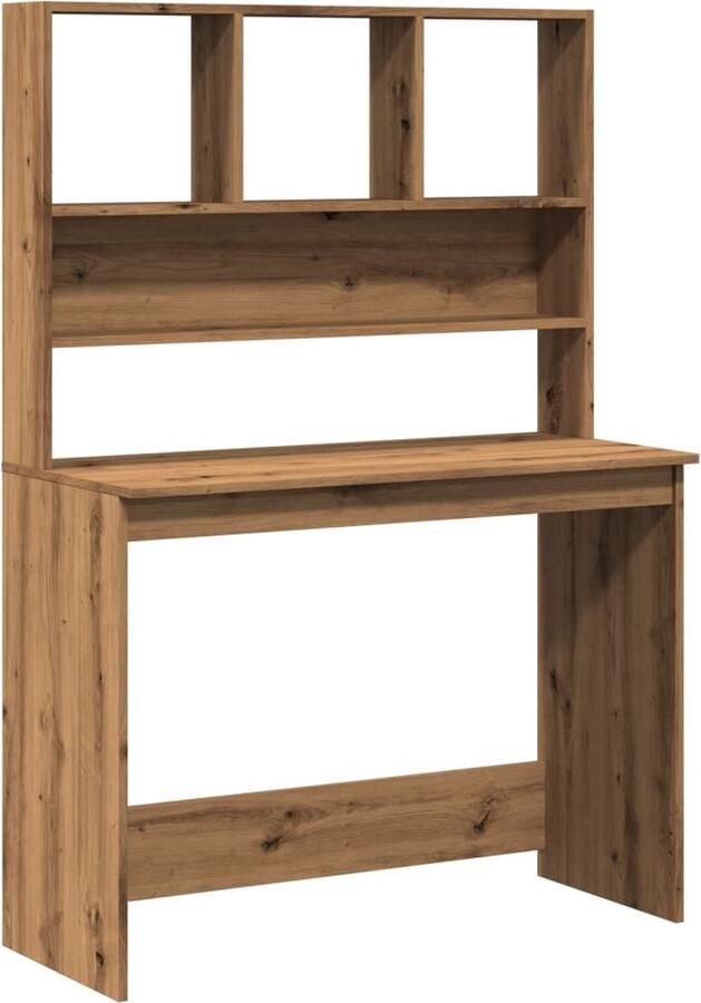 VidaXL Bureau met schappen 102x45x148 cm bewerkt hout artisanaal eiken - Foto 2