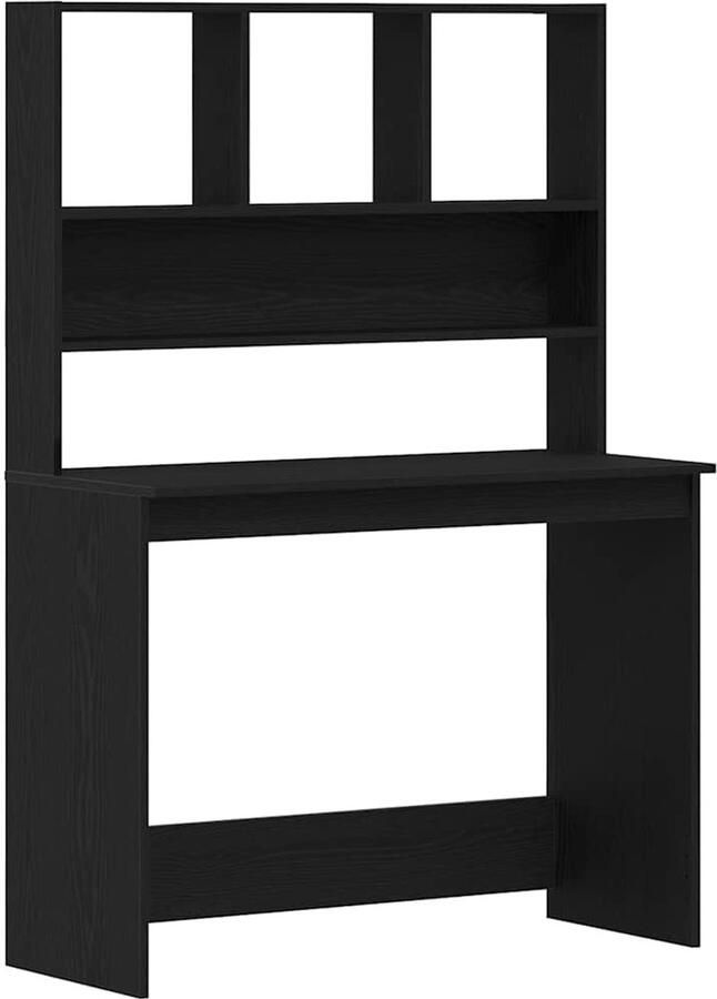 VidaXL Bureau met schappen 102x45x148 cm bewerkt hout zwart eikenkleur