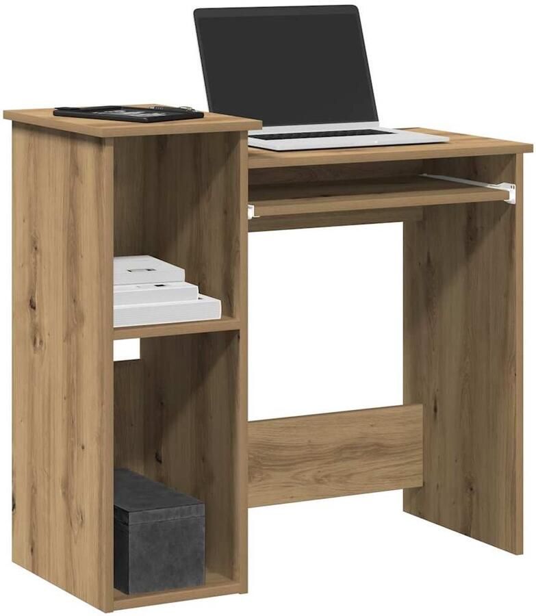VidaXL Bureau met Schappen 84x40x78 cm Eikenhout Bureau Bureaus Computerbureau Computertafel
