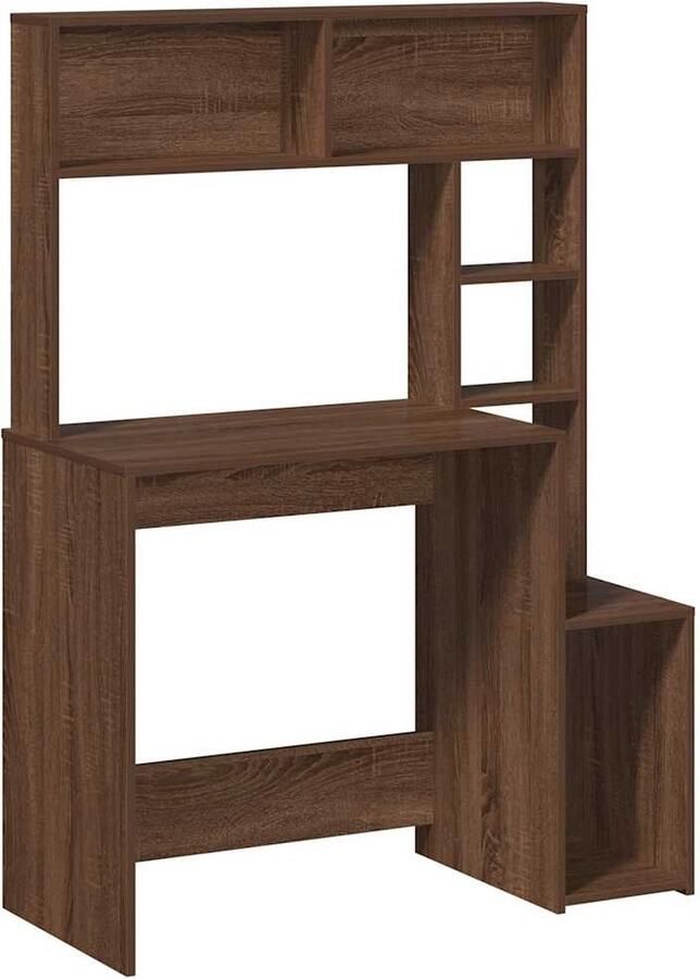 VidaXL Bureau met Schappen Bruineiken 100x45x140cm Bureau Bureaus Computerbureau Computertafel