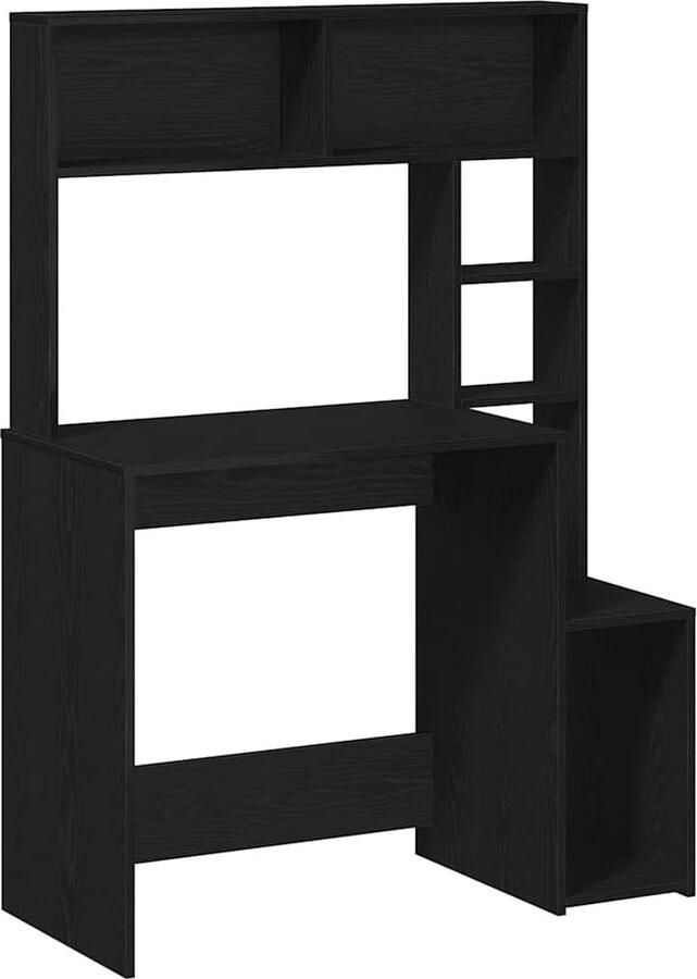 VidaXL Bureau met schappen Zwart 100x45x140 cm Kantoormeubilair Bureau Houten Bureau Schrijfbureau Home Office