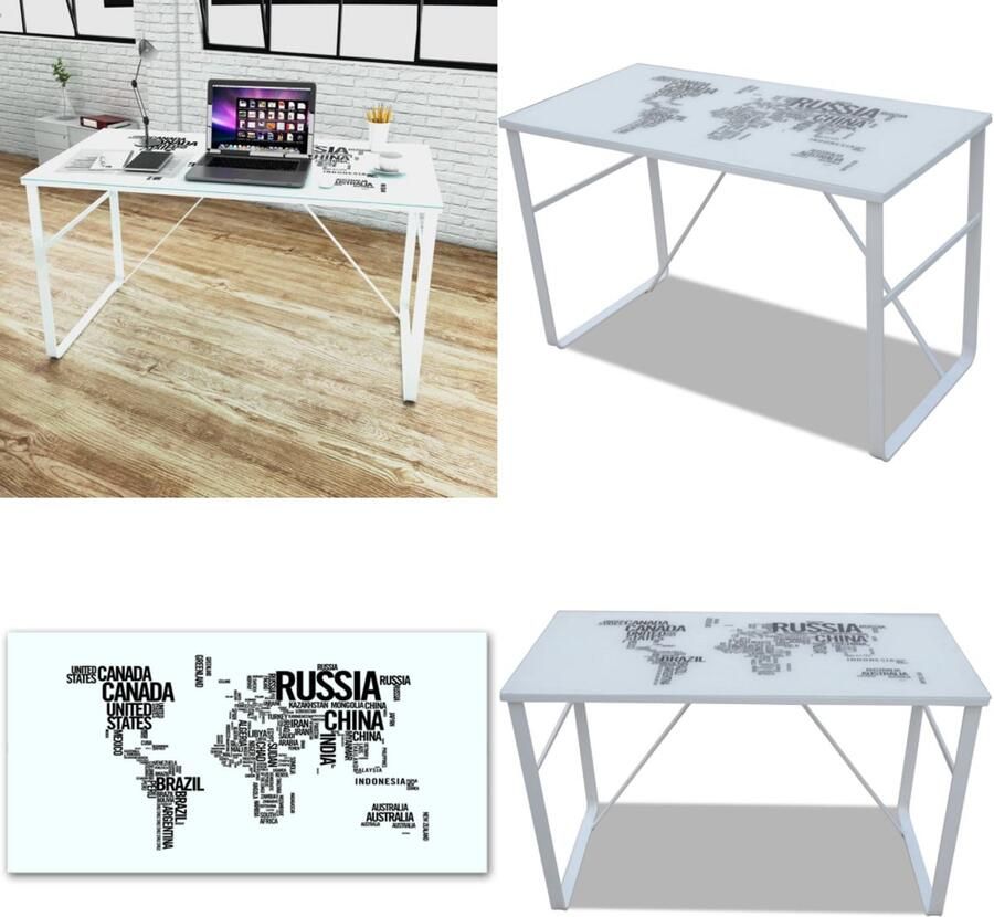 VidaXL Bureau met wereldkaart opdruk (rechthoekig) Bureau Bureaus Buro's