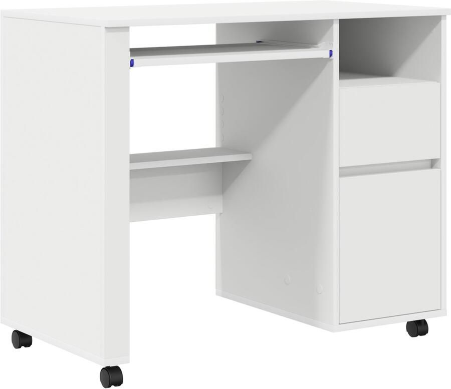 VidaXL Wit Computer Bureau met Lades Wit MDF Spaanplaat Standaard Lades