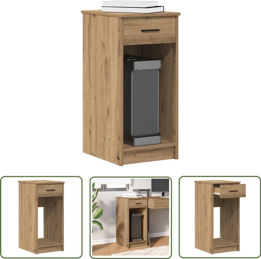 VidaXL Bureau Organizer Computertoren Standaarde Computertorenstandaard met lade 35x45x77 cm artisanaal eiken Houten Laptop Tafel Pc Houder Opslagoplossing