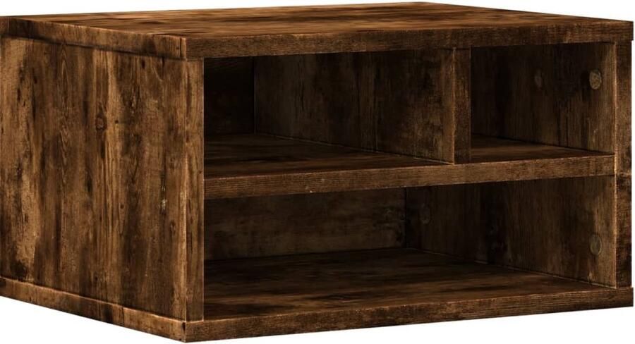 The Living Store Printerkastje 40x32x22 5 cm bewerkt hout gerookt eikenkleurig Printerstandaard Printerkast Houten Tafel Opbergplank Bureaublad Organizer