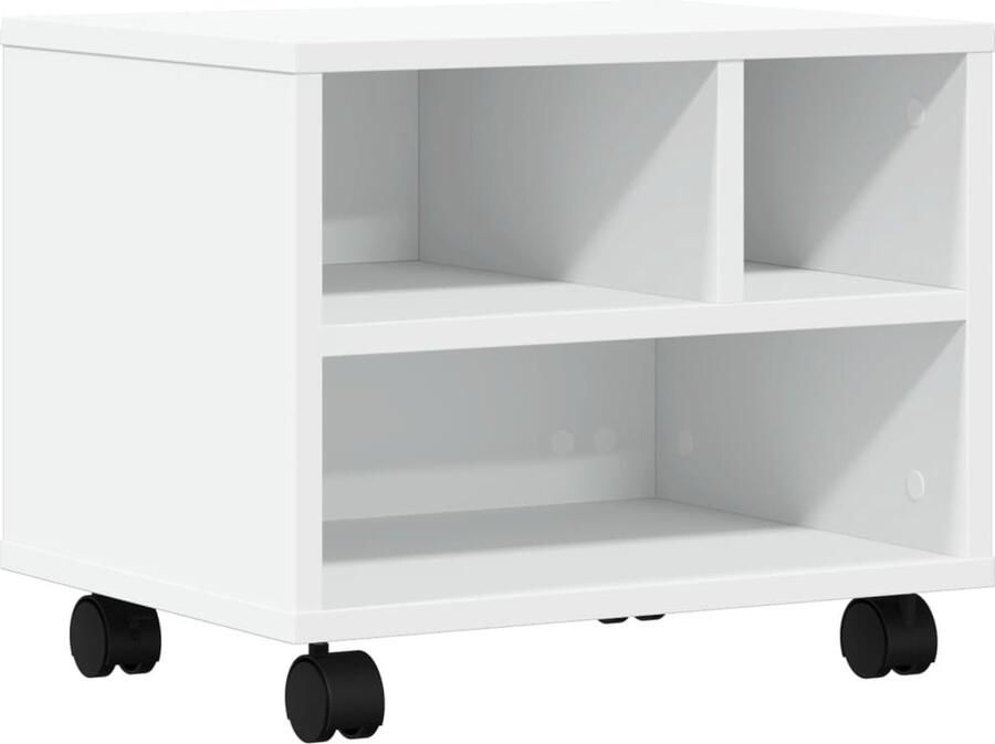 The Living Store Printerkastje met wielen 41x32x34 5 cm wit Printer Standaard Printer Tafel Werkstation Organizer Houten Printer Stand Print Organisator