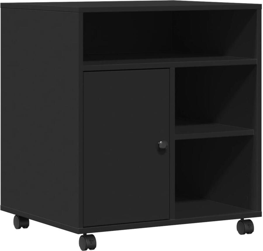 The Living Store Printerkastje met wielen 60x50x67 cm zwart Printerkastje Printerkastjes Bureau Organizer Bureau Organiser