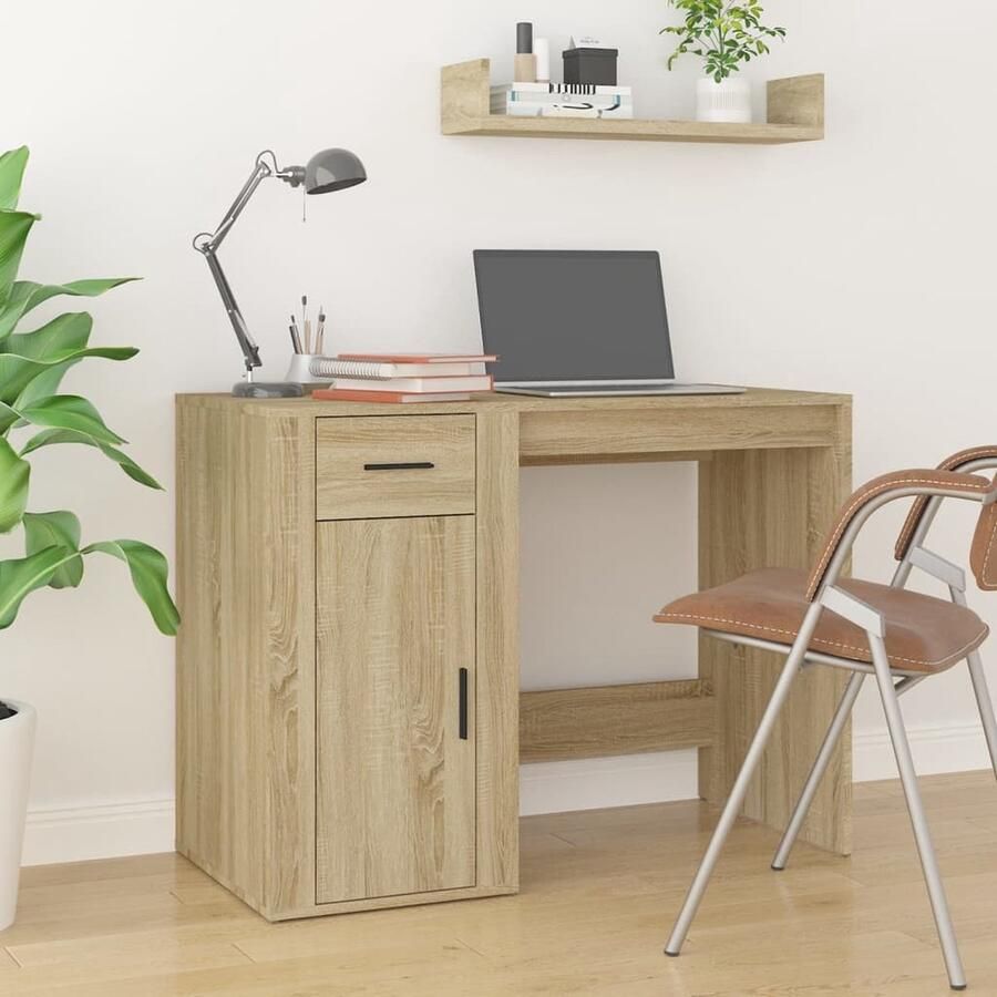 VidaXL Bureau Sonoma Eiken 100x49x75 cm Bewerkt Hout Kantoormeubilair Bureau Houten Bureau Sonoma Eiken Werkplek - Foto 2