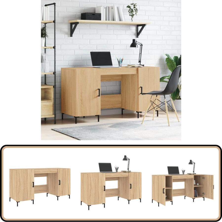 VidaXL Bureau Sonoma Eiken 140x50x75 cm Bureau Houten Bureau Sonomaneiken Bureau Kantoorbureau Studentenbureaubureau