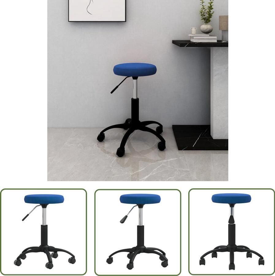 VidaXL Bureau Stoel Kantorstoelen Kantoorstoel draaibaar fluweel blauw Ergonomische Stoel Draaiende Stoel Fluweel Stoel