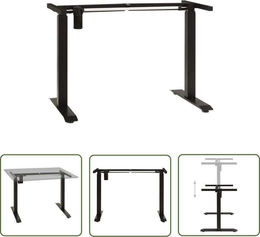 The Living Store Elektrisch Verstelbaar Bureauframe Zwart Koolstofstaal 102-160 cm breedte 71-113 cm hoogte Elektrisch Bureauframe Bureau Verhoging Ergonomische Bureausituatie Sit Stand Desk Flexibele Werkplek - Foto 2