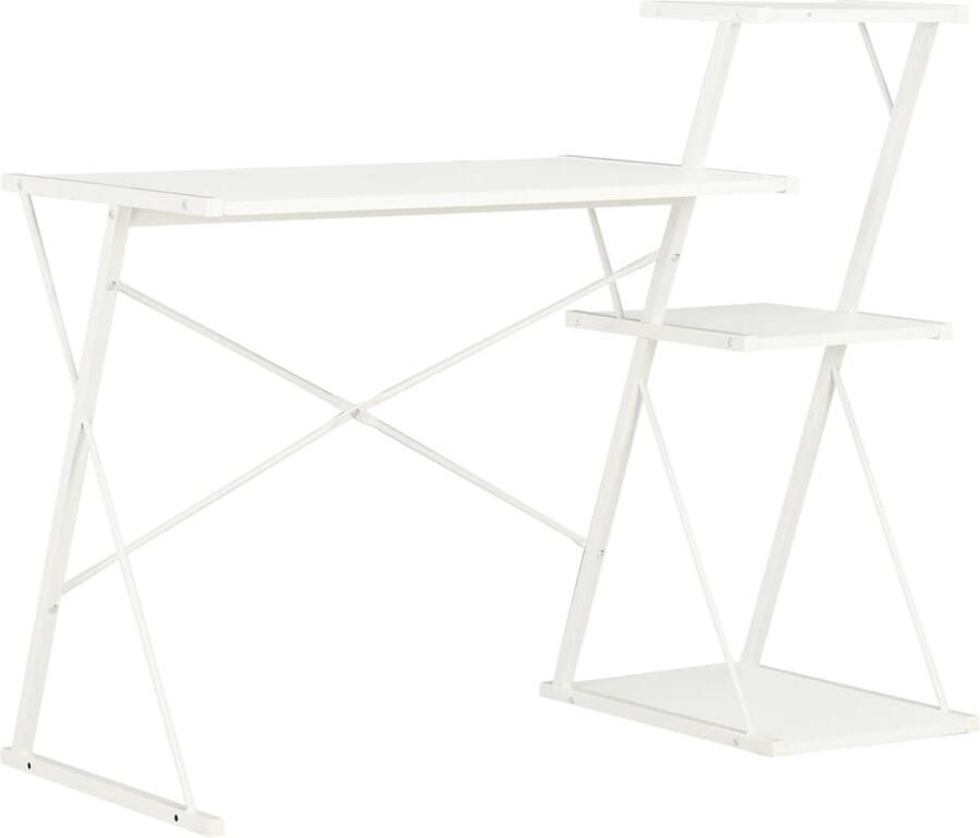 VidaXL Bureau Wit 116x50x93 cm Met Schap Kantoorbureau Bureau Met Lade Witte Bureau Compact Bureau Modern Bureau