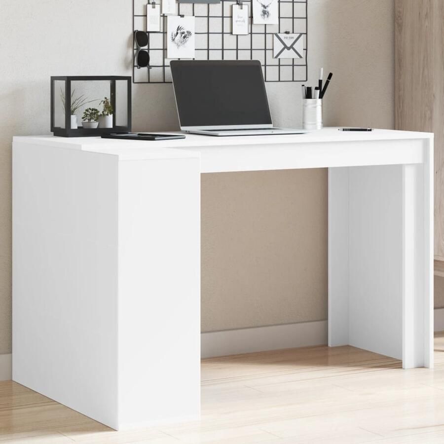 VidaXL Bureau Wit Bewerkt Hout 123 5x73 5x75 cm Bureau Bureaus Laptoptafel Computertafel