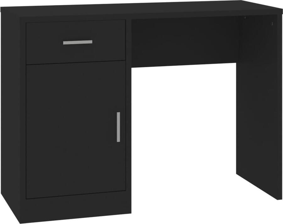 VidaXL Bureau Zwart 100x40x73 cm Met kast en lade Kantoormeubilair Bureau Houten Bureau Zwart Bureau Compact Bureau Met Lade Bureau Met Kast Ergonomische Bureaublad
