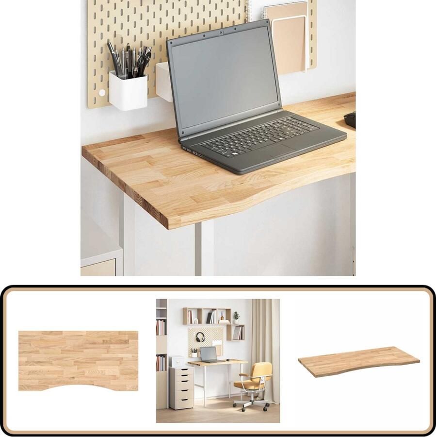 VidaXL Bureaublad 100x50x2 5 cm Eikenhout Eikenhouten Bureau Blad Kantoorbureau Home Office Rechte Bureau