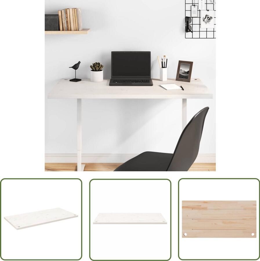 VidaXL Bureaublad 110x55x2 5 cm massief grenenhout wit Bureau Bureaublad Houten Bureau Grenenhouten Bureau Wit Bureau