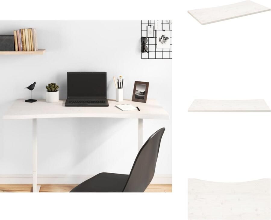 VidaXL Bureaublad Bureaubladen Tafelblad Vervangend Tafelblad Bureaublad 100x60x2 5 cm massief grenenhout wit
