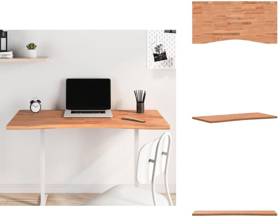 VidaXL Bureaublad Bureaubladen Tafelblad Vervangend Tafelblad Bureaublad 110x(50-55)x2 5 cm massief beukenhout