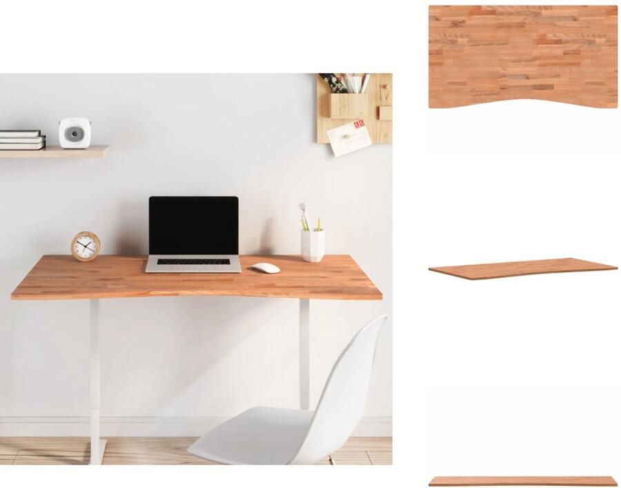 VidaXL Bureaublad Bureaubladen Tafelblad Vervangend Tafelblad Bureaublad 110x(55-60)x1 5 cm massief beukenhout