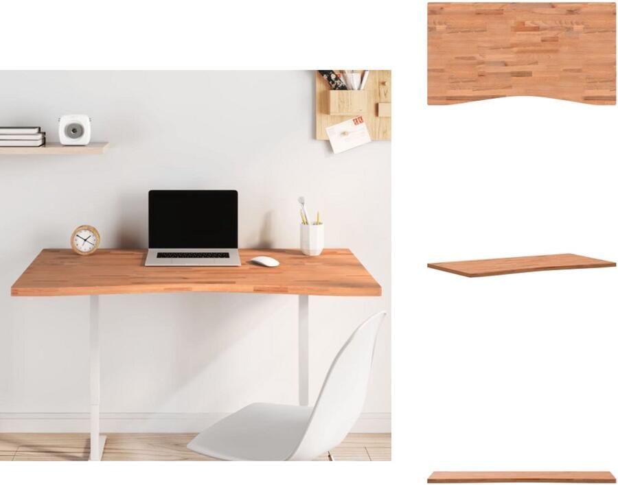 VidaXL Bureaublad Bureaubladen Tafelblad Vervangend Tafelblad Bureaublad 110x(55-60)x2 5 cm massief beukenhout