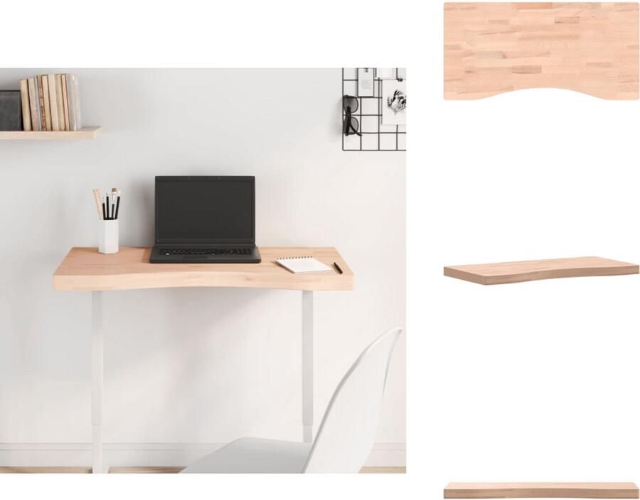 VidaXL Bureaublad Bureaubladen Tafelblad Vervangend Tafelblad Bureaublad 80x(36-40)x4 cm massief beukenhout