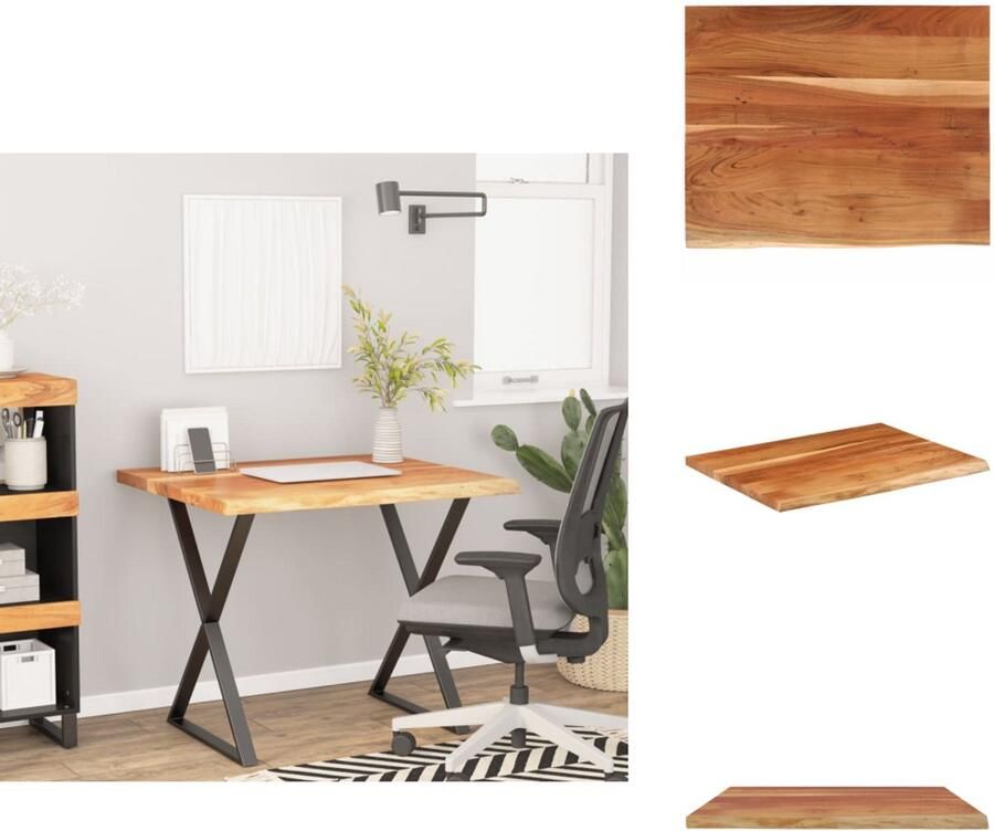 VidaXL Bureaublad Bureaubladen Tafelblad Vervangend Tafelblad Bureaublad rechthoek natuurlijke rand 100x80x2 5 cm acaciahout