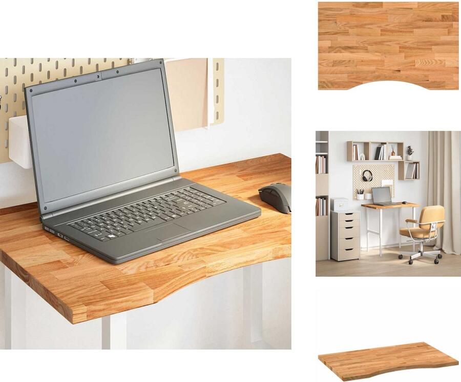 VidaXL Bureaublad Bureaubladen Vervangend Tafelblad Meubelpaneel Bureaublad rechthoekig 80x50x2 5cm massief eikenhout lichtbruin