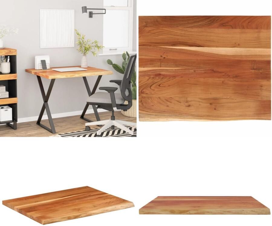 VidaXL Bureaublad rechthoek natuurlijke rand 110x80x2 5 cm acaciahout Bureaublad Bureaubladen Tafelblad Vervangend Tafelblad