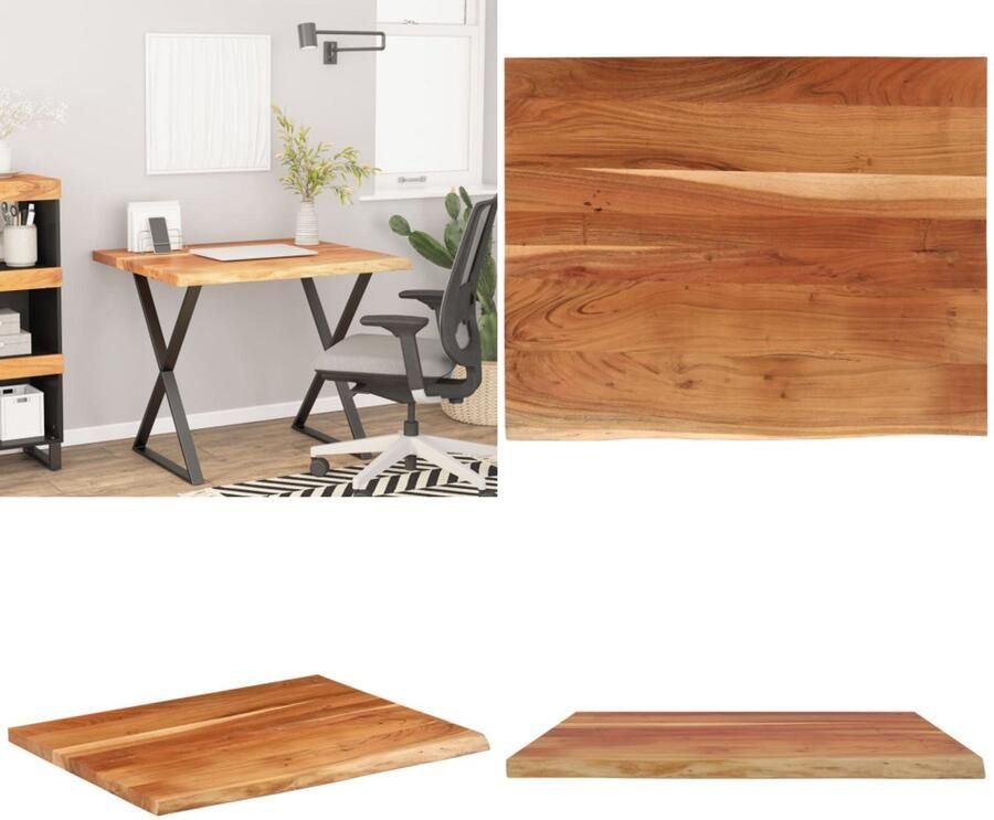 VidaXL Bureaublad rechthoekig natuurlijke rand 90x80x2 5 cm acaciahout Bureaublad Bureaubladen Tafelblad Vervangend Tafelblad