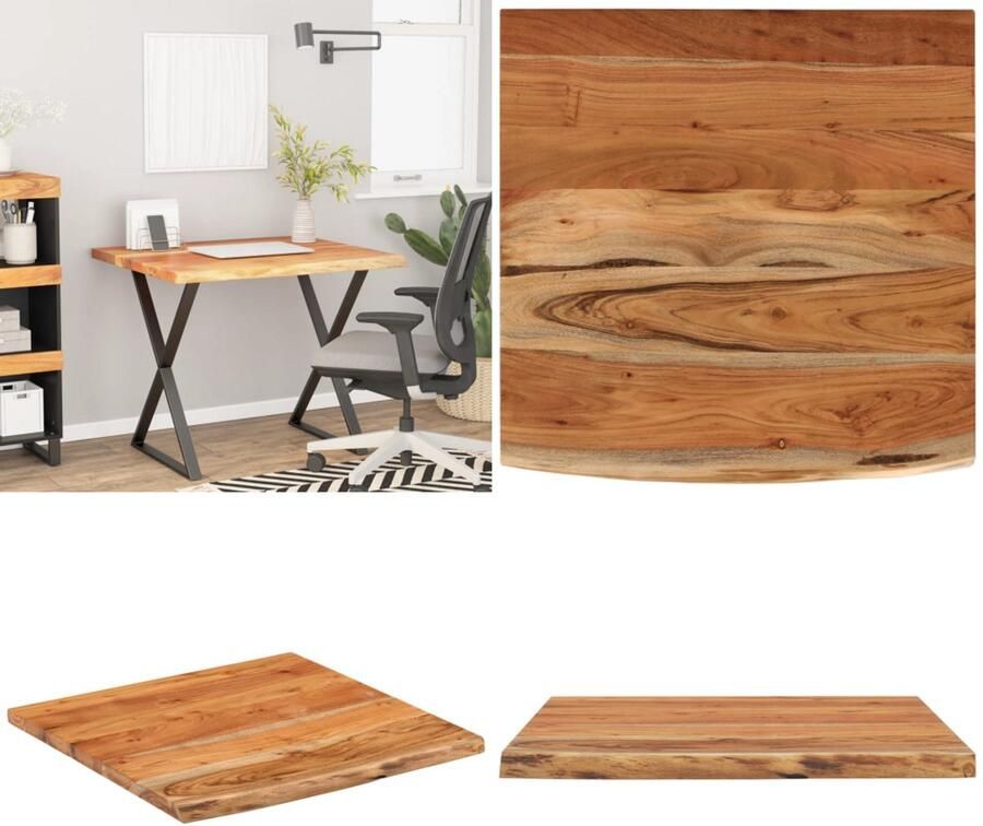 VidaXL Bureaublad vierkant natuurlijke rand 80x80x2 5 cm acaciahout Bureaublad Bureaubladen Tafelblad Vervangend Tafelblad