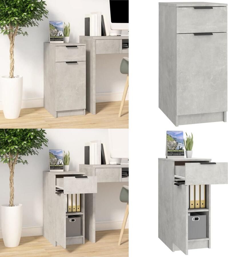 VidaXL -Bureaukast-33 5x50x75-cm-bewerkt-hout-betongrijs - Foto 3