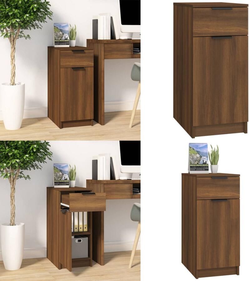 VidaXL Bureaukast 33 5x50x75 cm bewerkt hout bruin eikenkleur Opberg Kast Opberg Kasten Opbergkast Ladekast