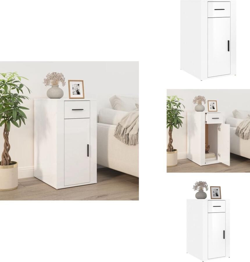 VidaXL Bureaukast Bureaukasten Bureaukastje Bureaukastjes Bureaukastje 40x49x75 cm bewerkt hout hoogglans wit