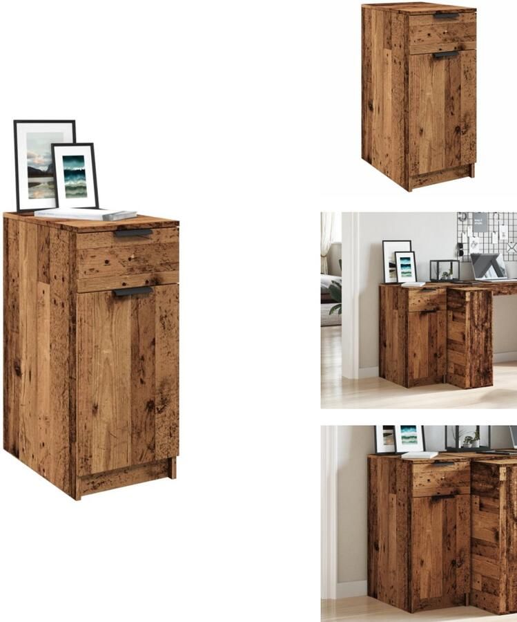 VidaXL Bureaukast Bureaukasten Opbergkast Kantoorkast Bureau 33x50x75 cm bewerkt hout oud houtkleurig