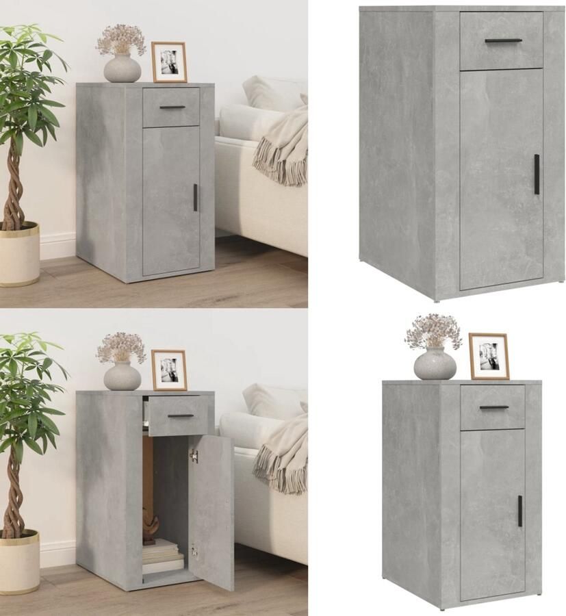 VidaXL Bureaukastje 40x49x75 cm bewerkt hout betongrijs Bureaukast Bureaukasten Bureaukastje Bureaukastjes